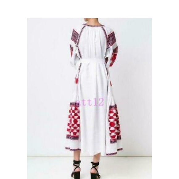 NWT Embroidered linen boho dress maxi with fashion embroidery Vyshyvanka - Picture 7 of 12
